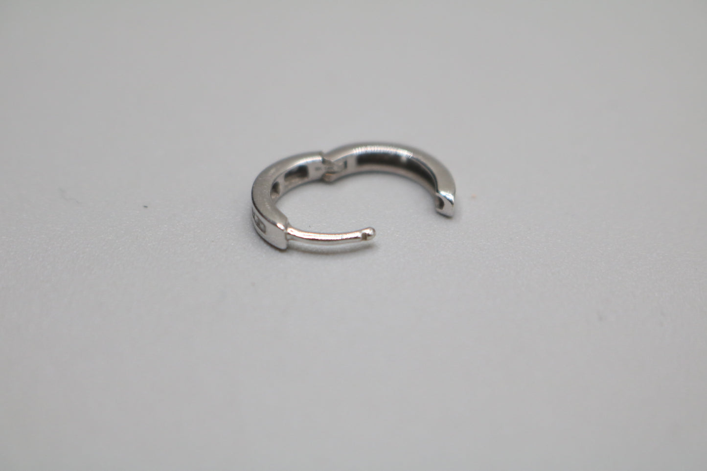 14K White Gold Small Diamond Hoop Pair Earrings (2.0 Grams)