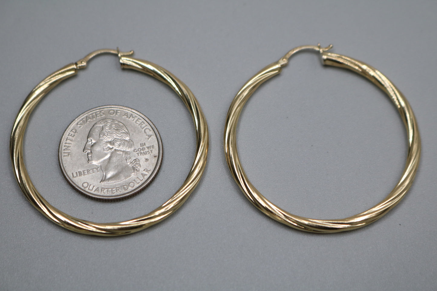 14K Yellow Gold Twist Hoop Earrings (5.5 Grams)