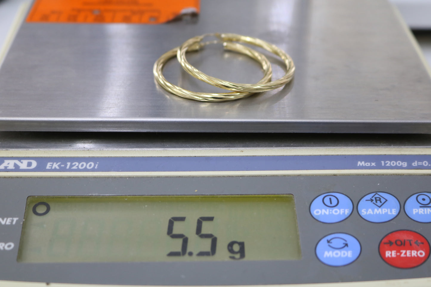 14K Yellow Gold Twist Hoop Earrings (5.5 Grams)