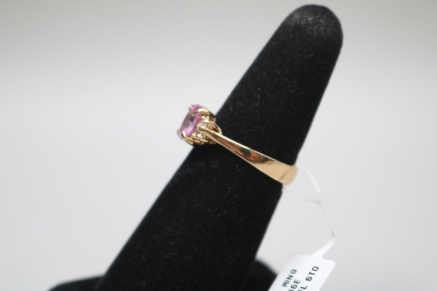 14K Yellow Gold Diamond and Spinel Promise Ring (Size 6 1/2)