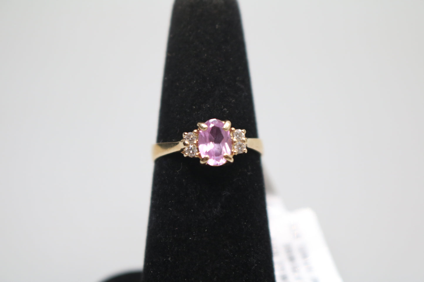 14K Yellow Gold Diamond and Spinel Promise Ring (Size 6 1/2)