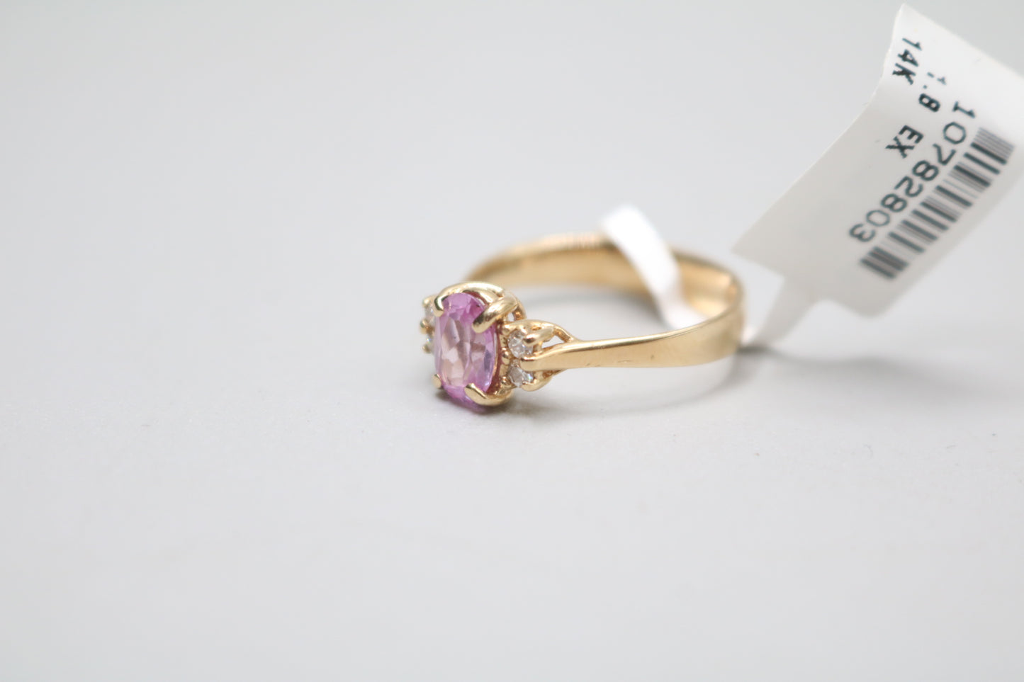 14K Yellow Gold Diamond and Spinel Promise Ring (Size 6 1/2)