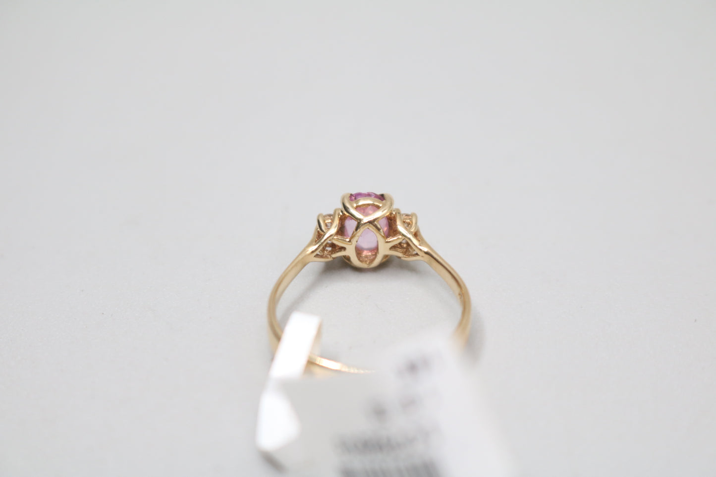 14K Yellow Gold Diamond and Spinel Promise Ring (Size 6 1/2)