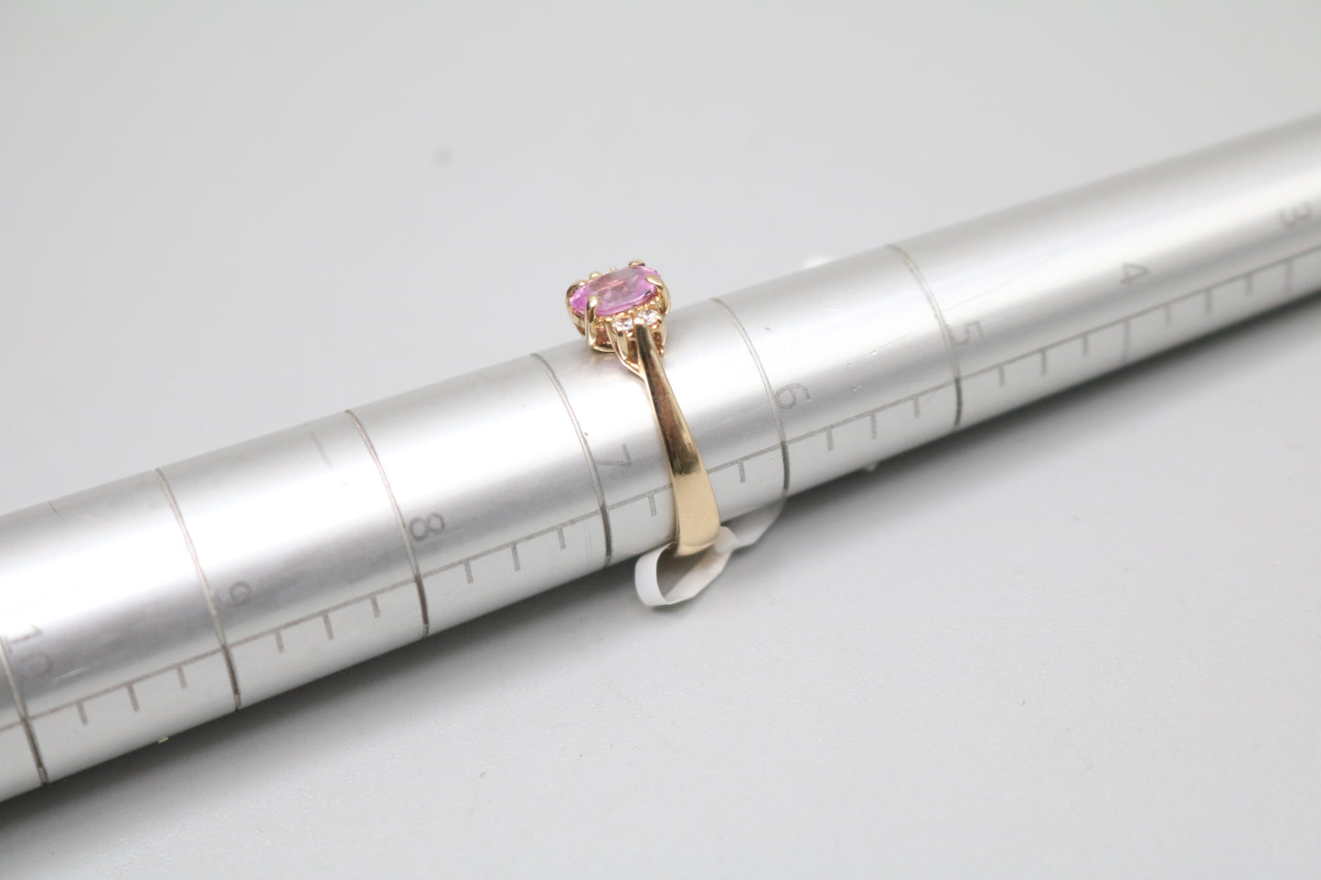 14K Yellow Gold Diamond and Spinel Promise Ring (Size 6 1/2)