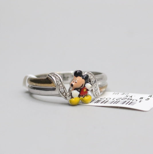 Fancy Mickey Mouse Ring 2 Tone Silver Ring (Size 9)