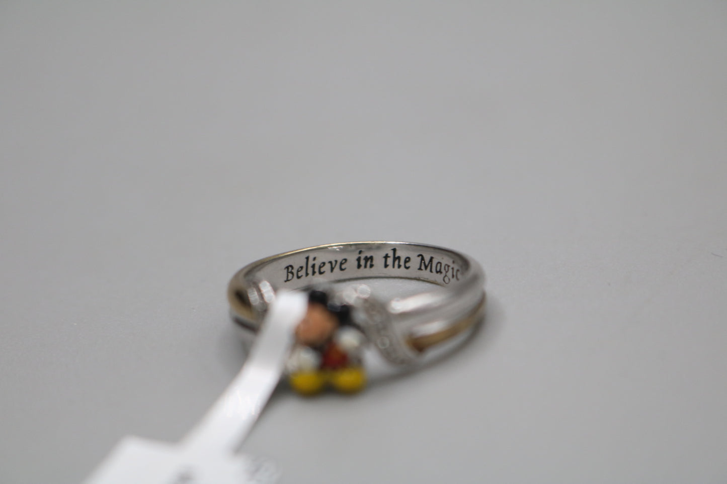 Fancy Mickey Mouse Ring 2 Tone Silver Ring (Size 9)