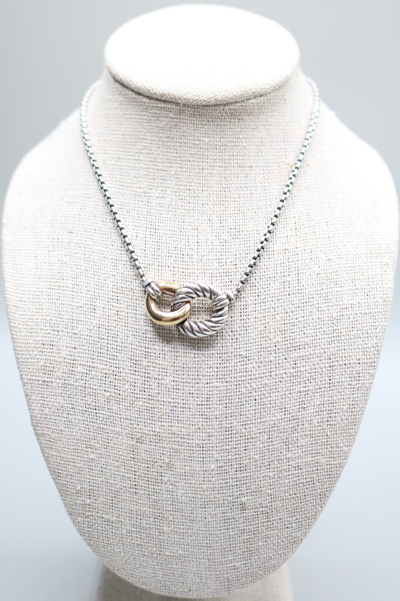 David Yurman Sterling Silver & 18K Gold Belmont Curb Link Necklace (17 Inches)