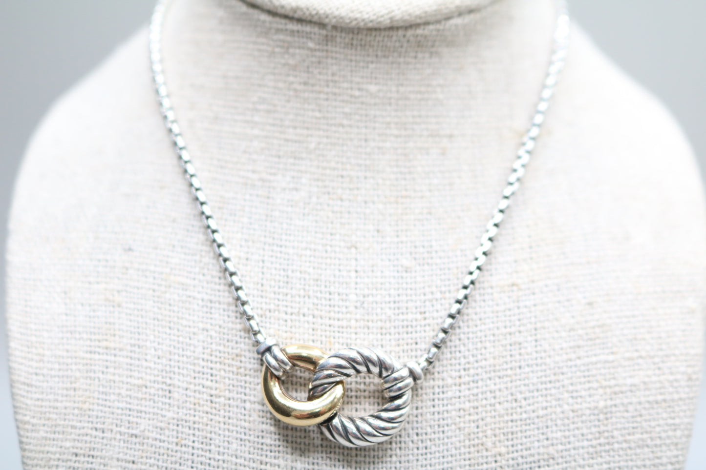 David Yurman Sterling Silver & 18K Gold Belmont Curb Link Necklace (17 Inches)