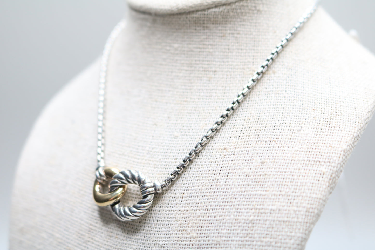 David Yurman Sterling Silver & 18K Gold Belmont Curb Link Necklace (17 Inches)