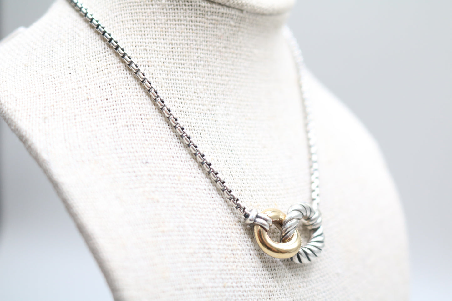 David Yurman Sterling Silver & 18K Gold Belmont Curb Link Necklace (17 Inches)