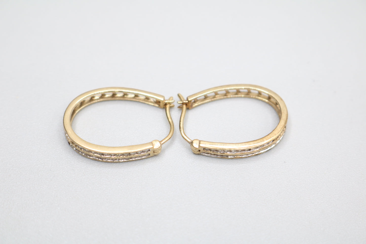 10K Yellow Gold Diamond Hoop Earrings (3.3 Grams)