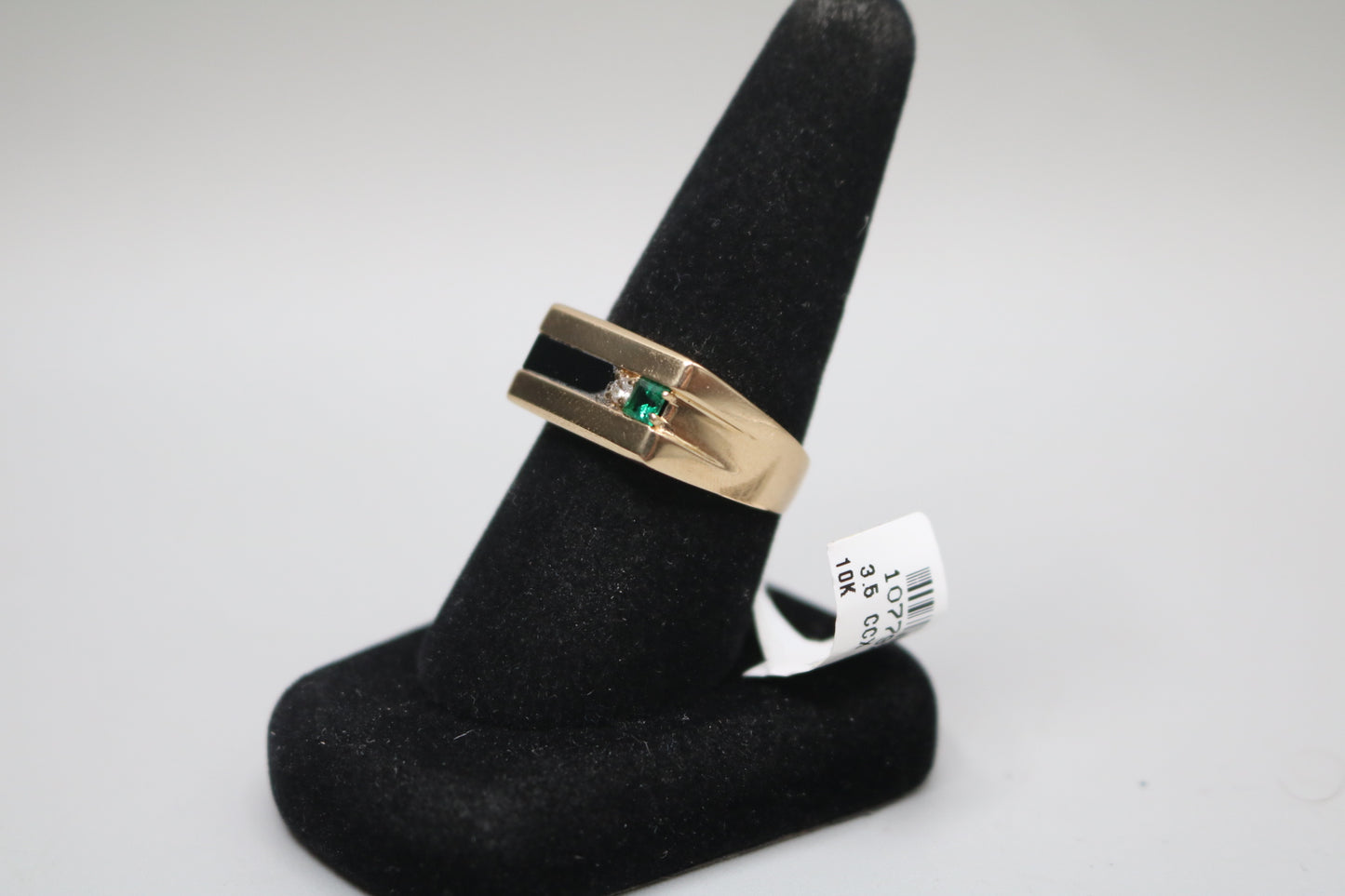10K Yellow Gold Signet Diamond Men's Ring (Size 10)