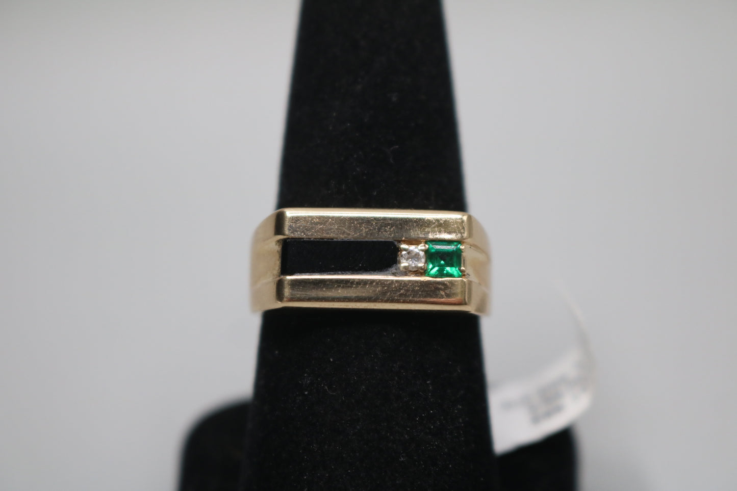 10K Yellow Gold Signet Diamond Men's Ring (Size 10)