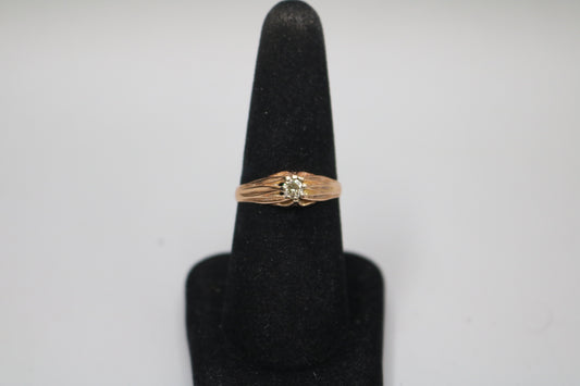 18K Rose Gold Fancy Solitaire Diamond Ring (Size 8 1/2)
