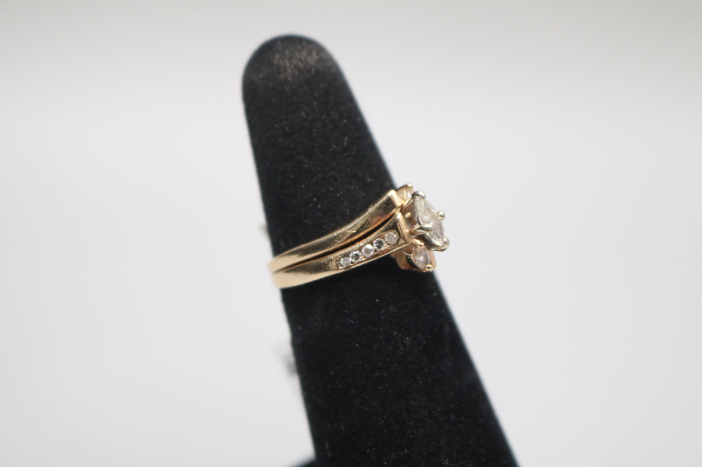 14K Yellow Gold Bypass Marquise Diamond Engagement Ring (Size 5 1/2)