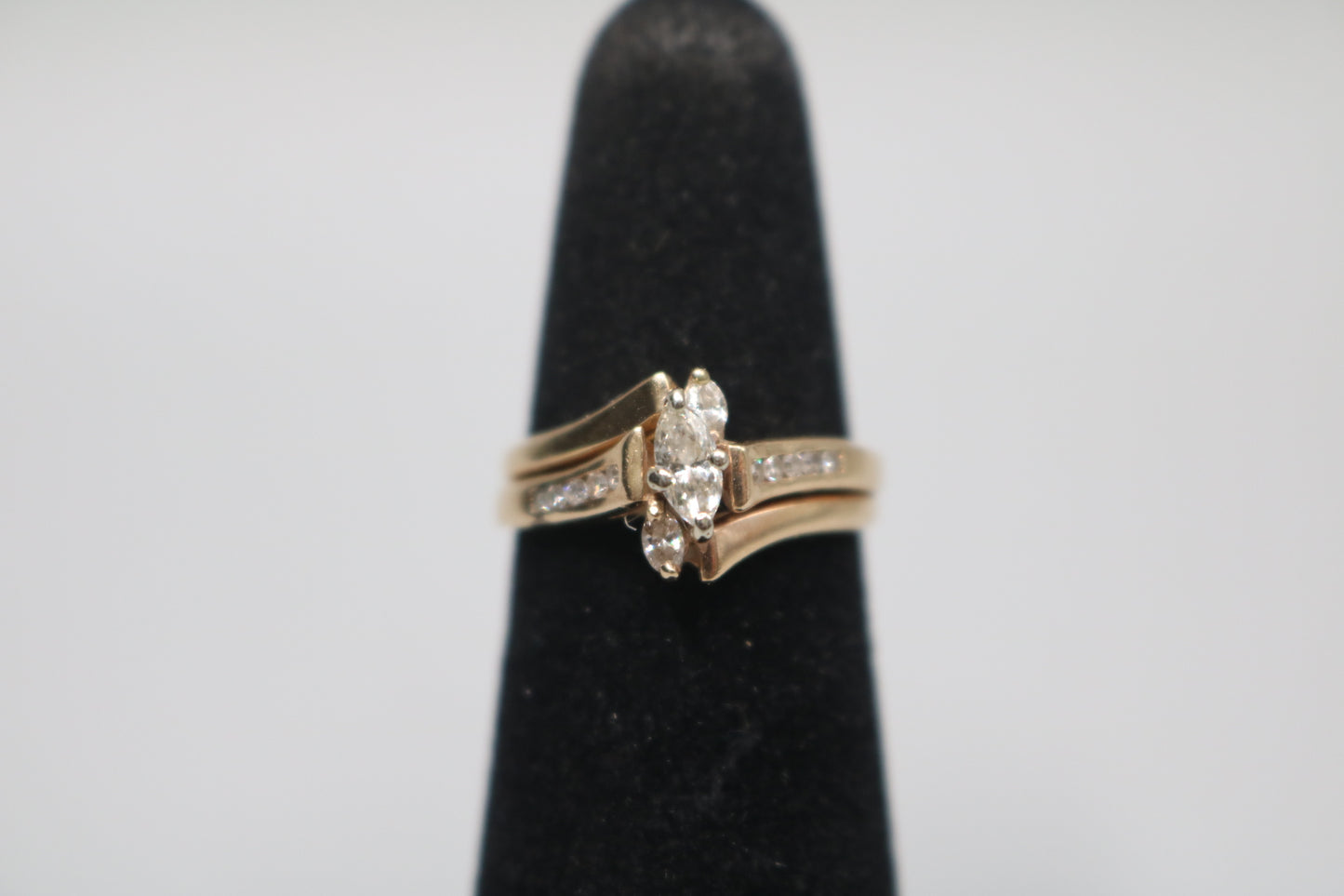 14K Yellow Gold Bypass Marquise Diamond Engagement Ring (Size 5 1/2)