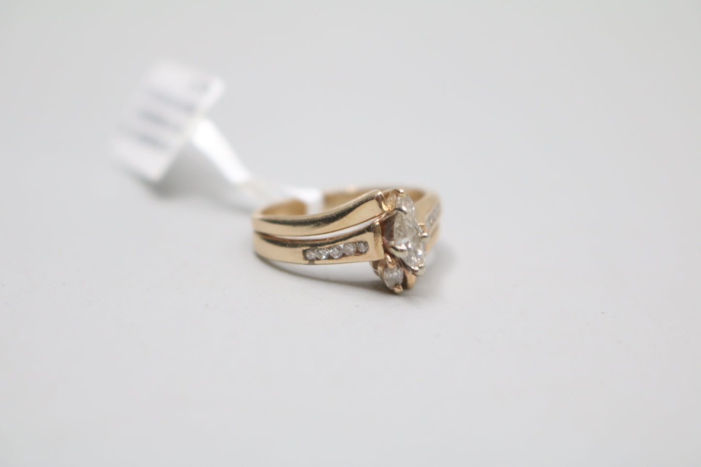14K Yellow Gold Bypass Marquise Diamond Engagement Ring (Size 5 1/2)