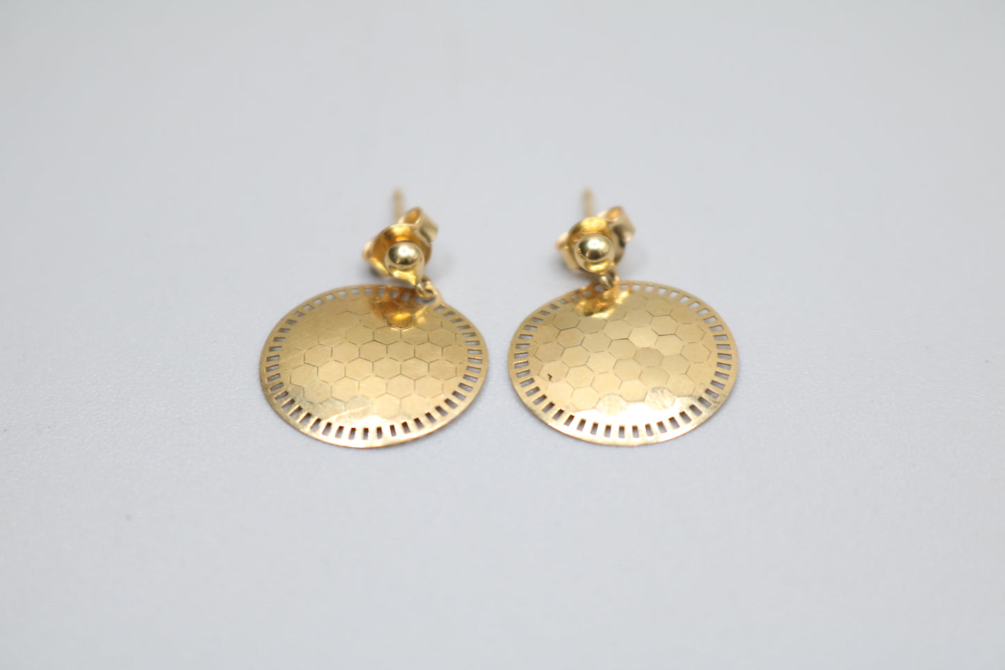 18K Yellow Gold Fancy Round Earrings (1.8 Grams)