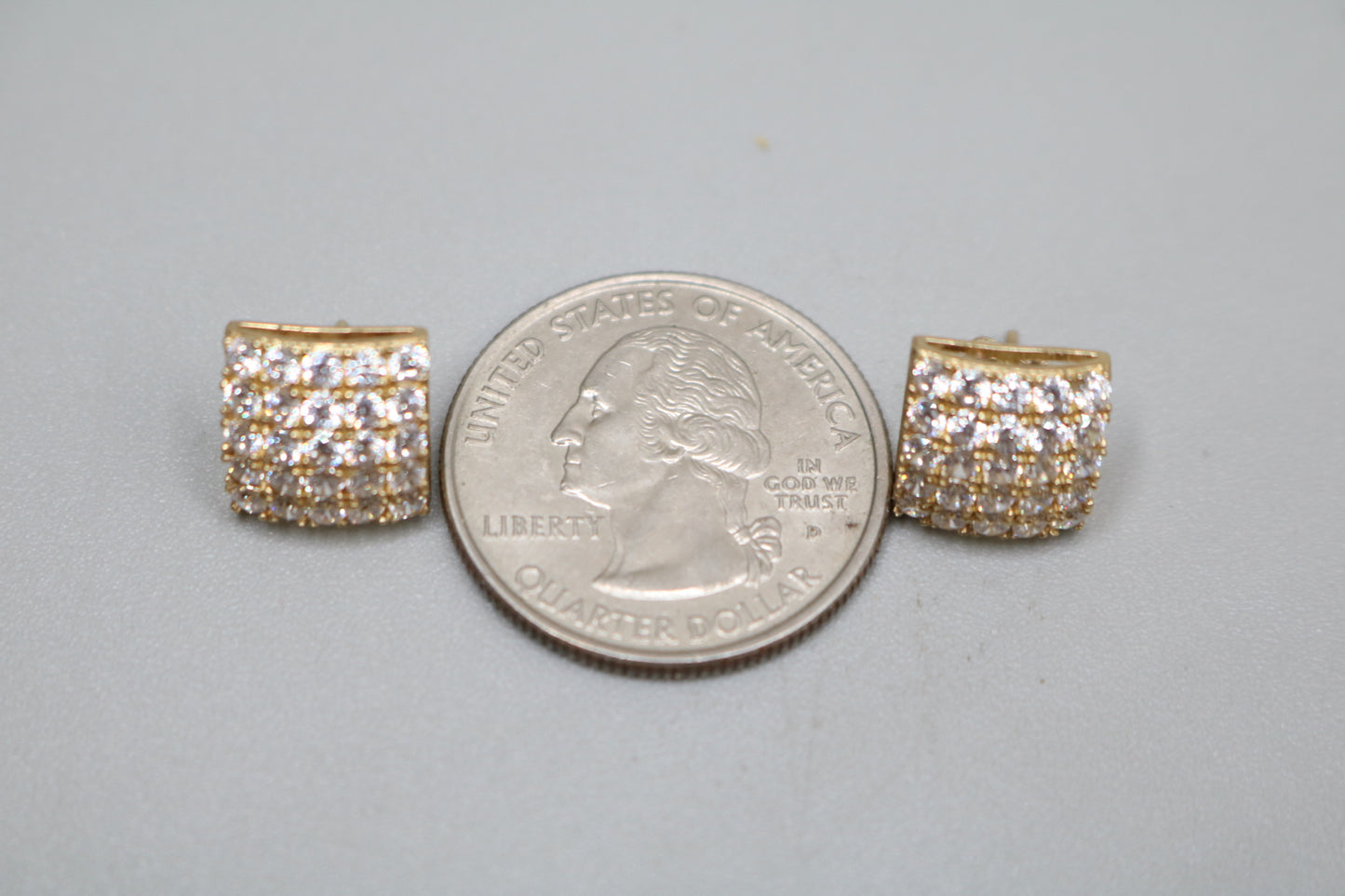 10K Yellow Gold CZ Cluster Earrings