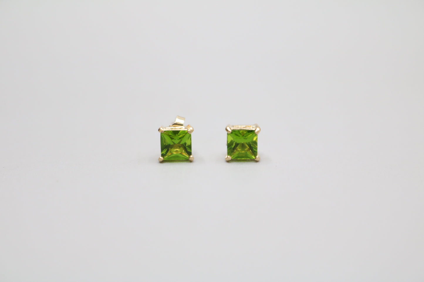 14K Green Stone Stud Earrings