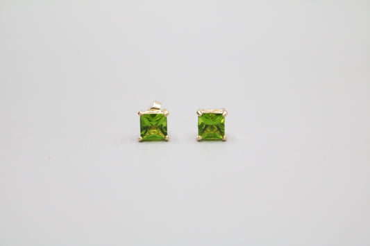 14K Green Stone Stud Earrings