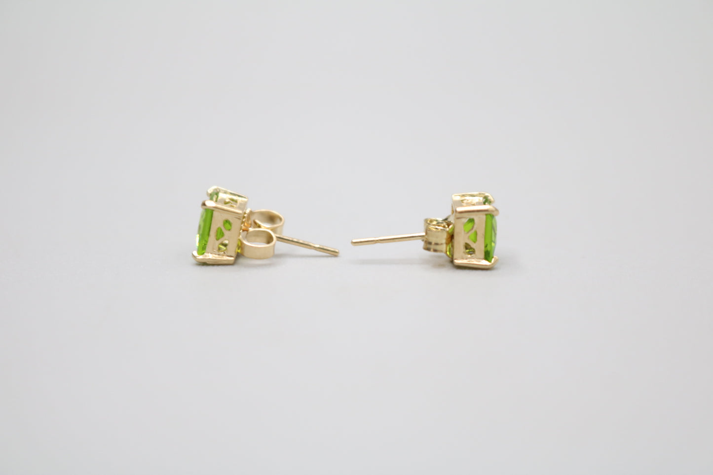 14K Green Stone Stud Earrings