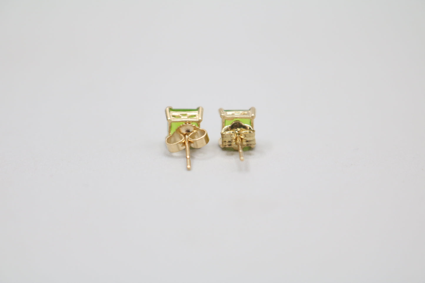 14K Green Stone Stud Earrings