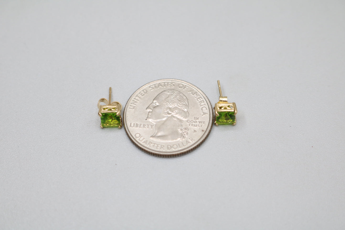 14K Green Stone Stud Earrings