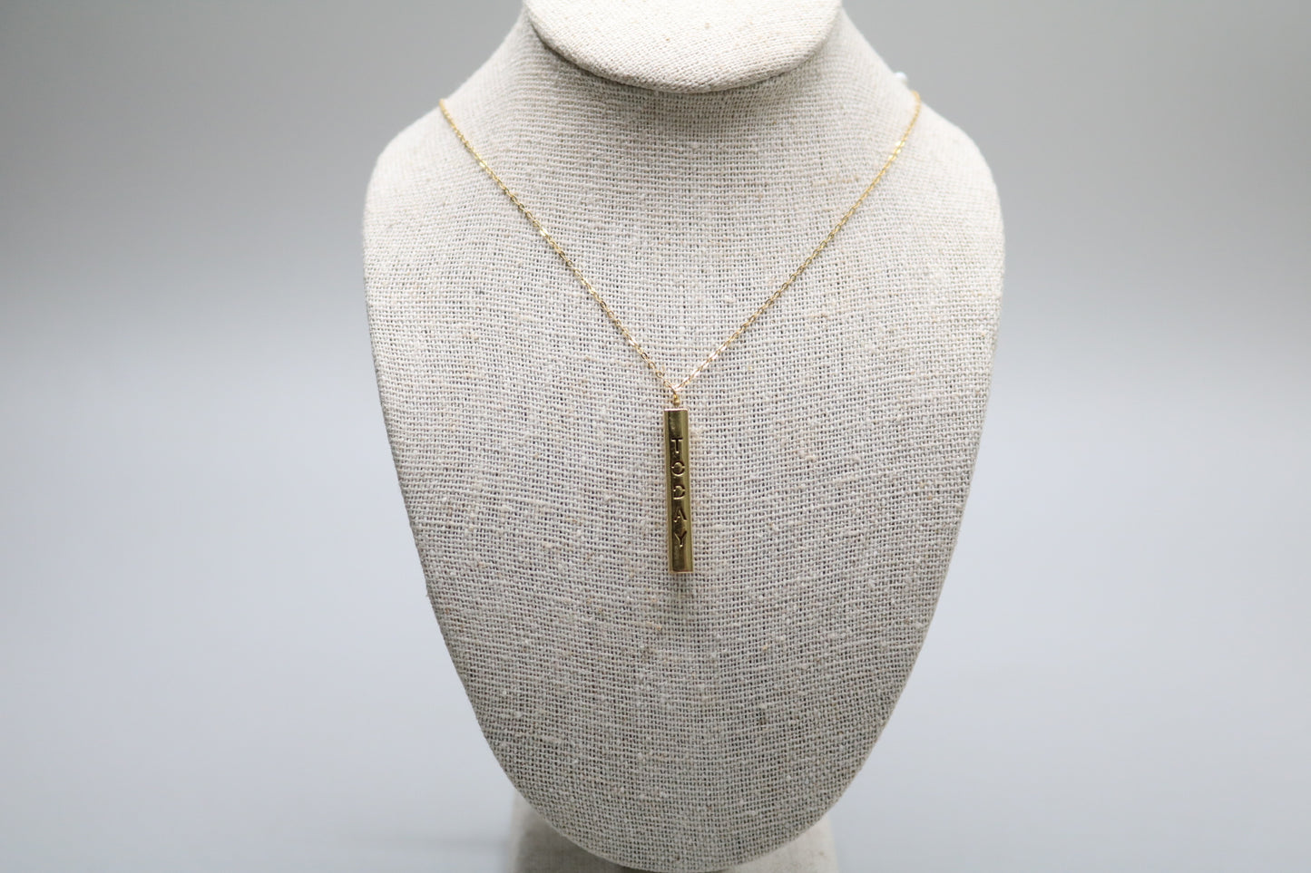 14-Karat Yellow Gold Elegant Chain Necklace with Rectangle Charm