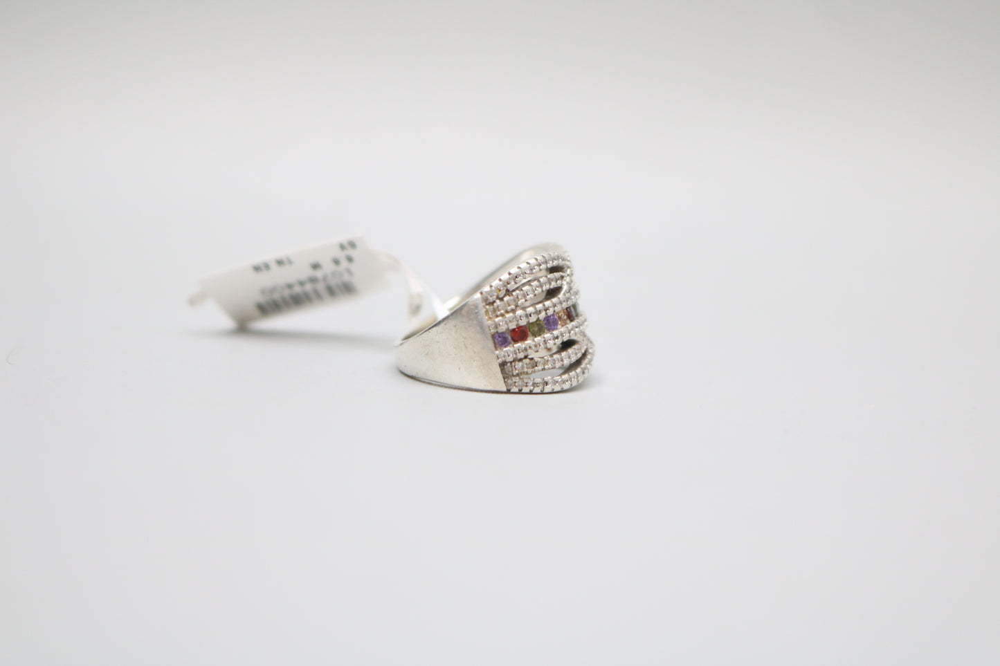 Sterling Silver Bypass Multicolor Ring (Size 7 3/4)