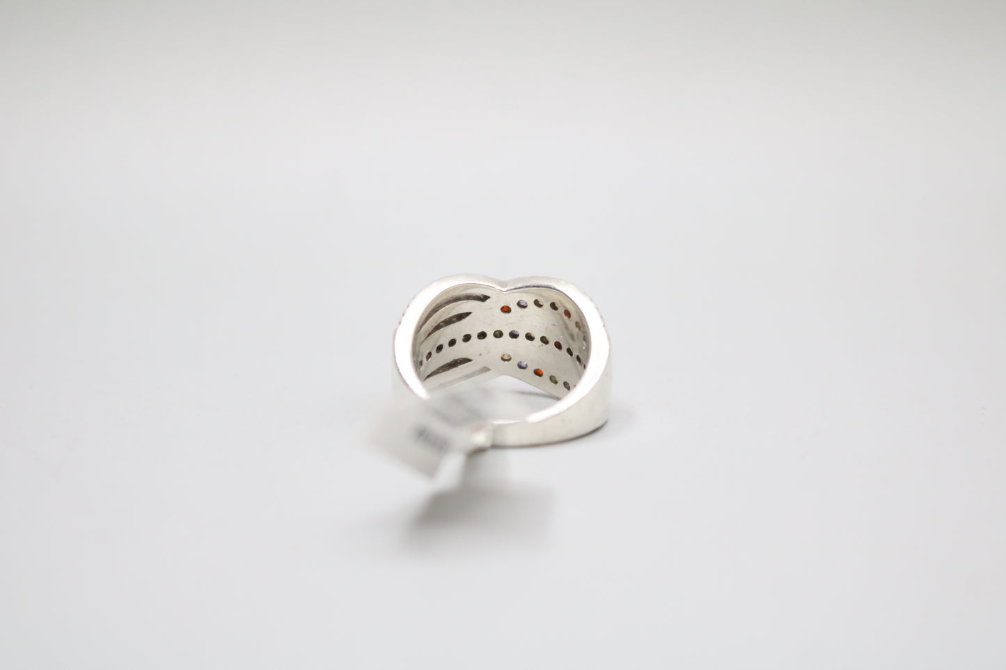 Sterling Silver Bypass Multicolor Ring (Size 7 3/4)