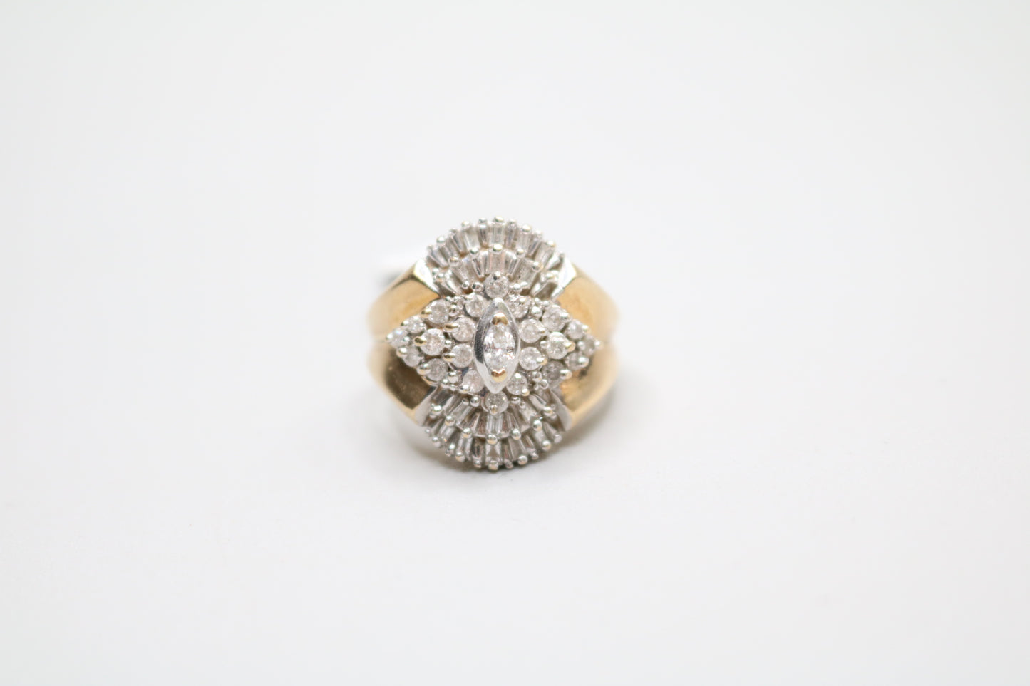 10K Yellow Gold Diamond Cluster Ring Size of 6 & 1/2
