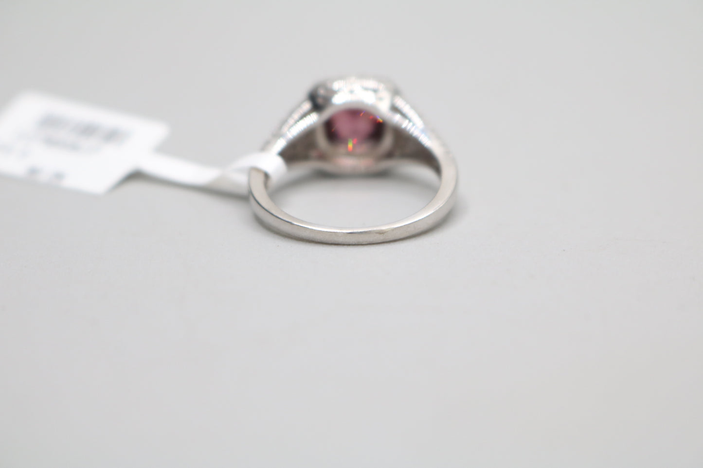 Sterling Silver Ring with Pink and Clear Stones (Size 7)