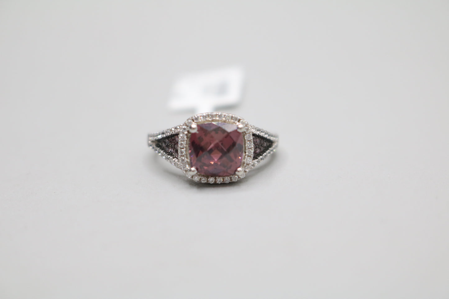Sterling Silver Ring with Pink and Clear Stones (Size 7)