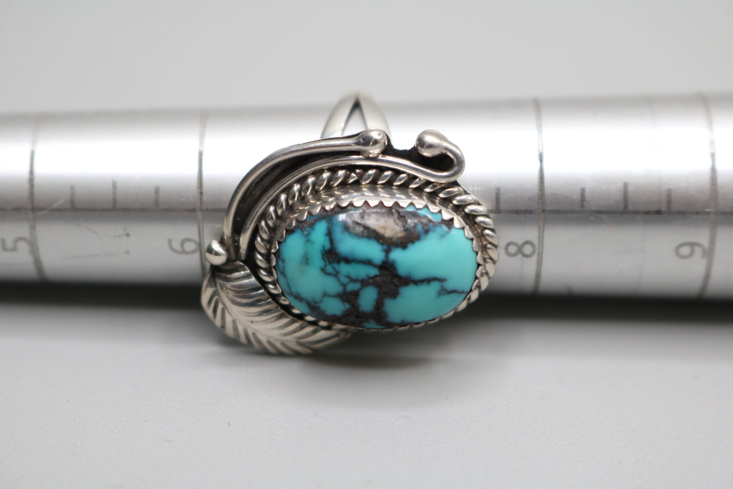 Vintage Native American Navajo Feather Band Sterling Silver (Size 7)