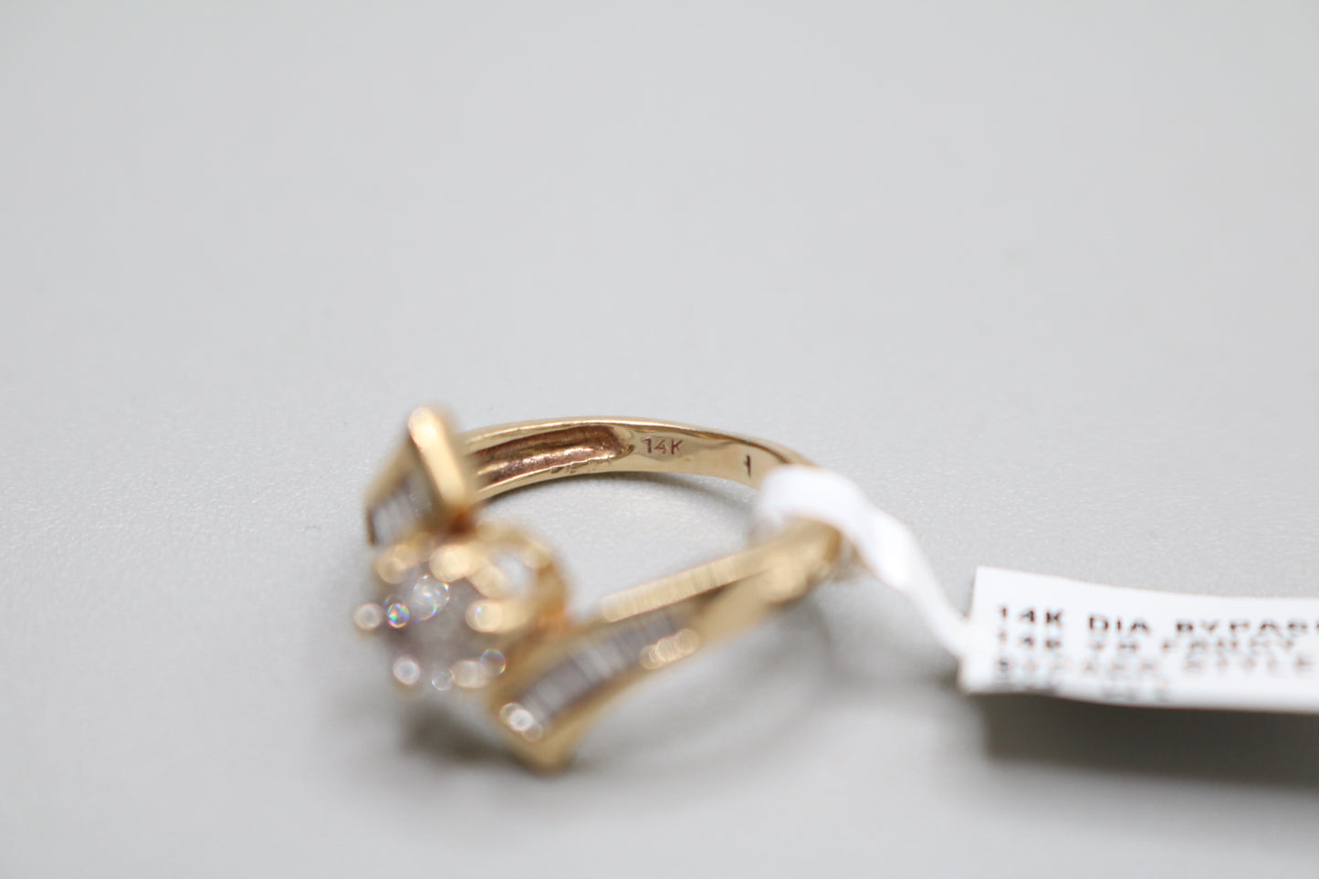 14K Yellow Gold Diamond Bypass Cluster Ring (Size 4 1/2)