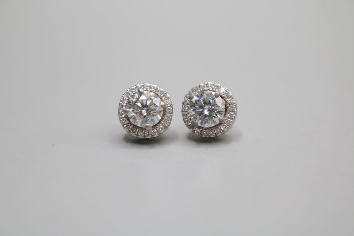 18K White Gold Moissanite & Diamond Stud Earrings (2.00 CTW & 0.80 CTW)