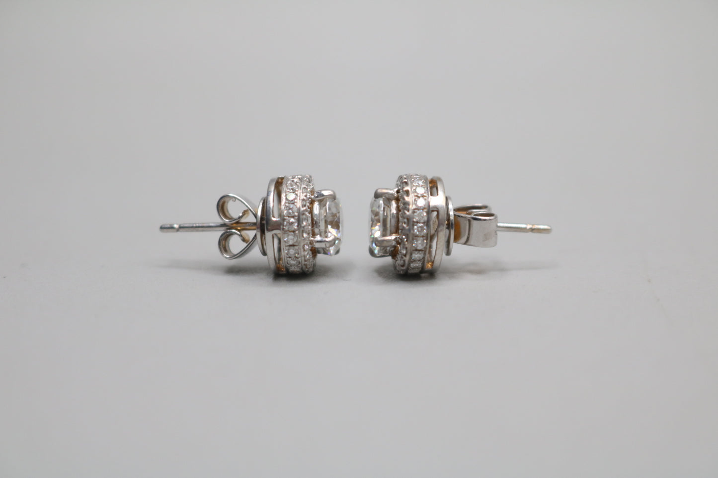 18K White Gold Moissanite & Diamond Stud Earrings (2.00 CTW & 0.80 CTW)