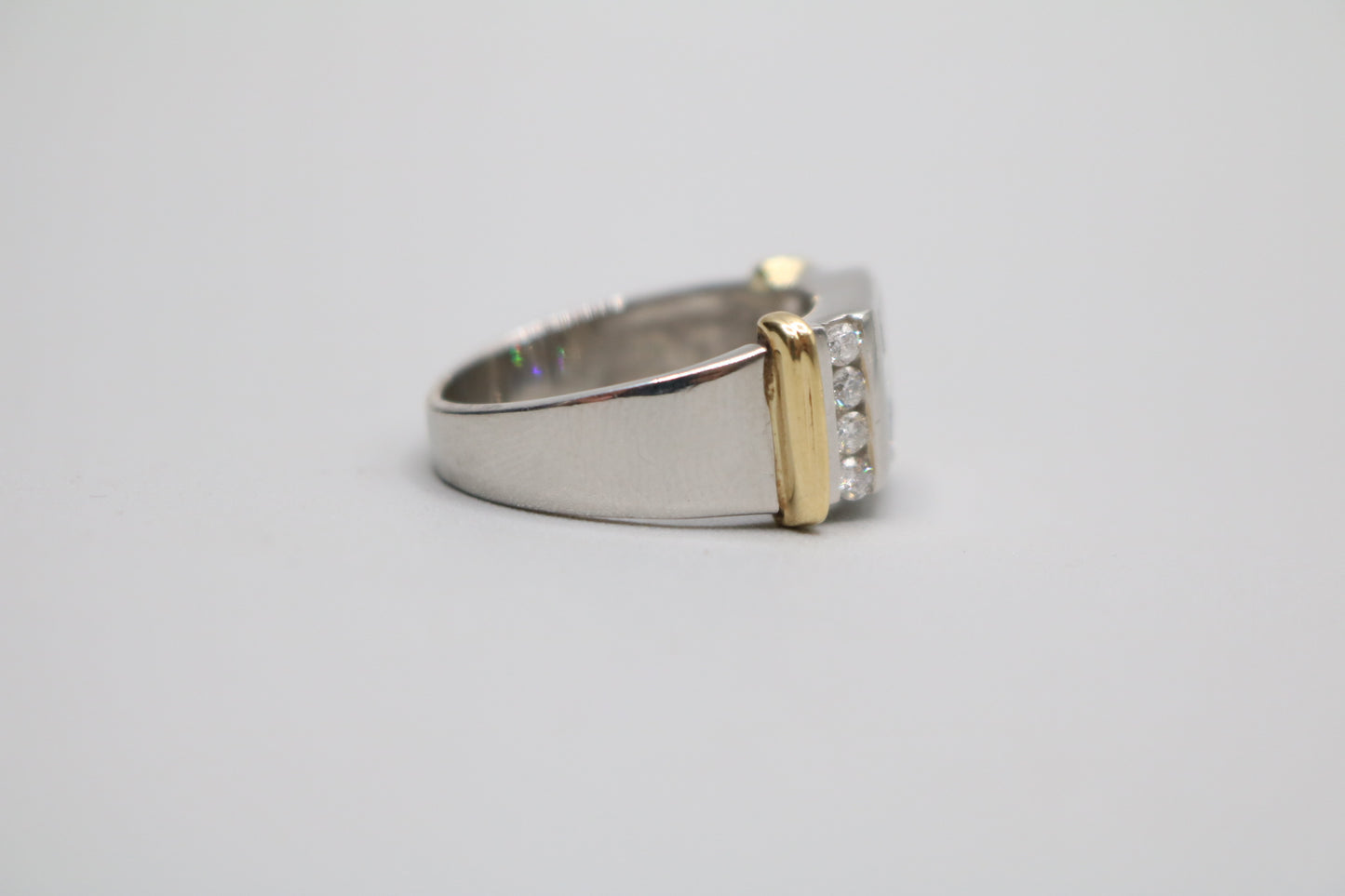 Platinum Invisible Set Princess Cut Diamond Cluster Ring with 18K Yellow Gold Accents (1.57 CTW) (Size 8 3/4)