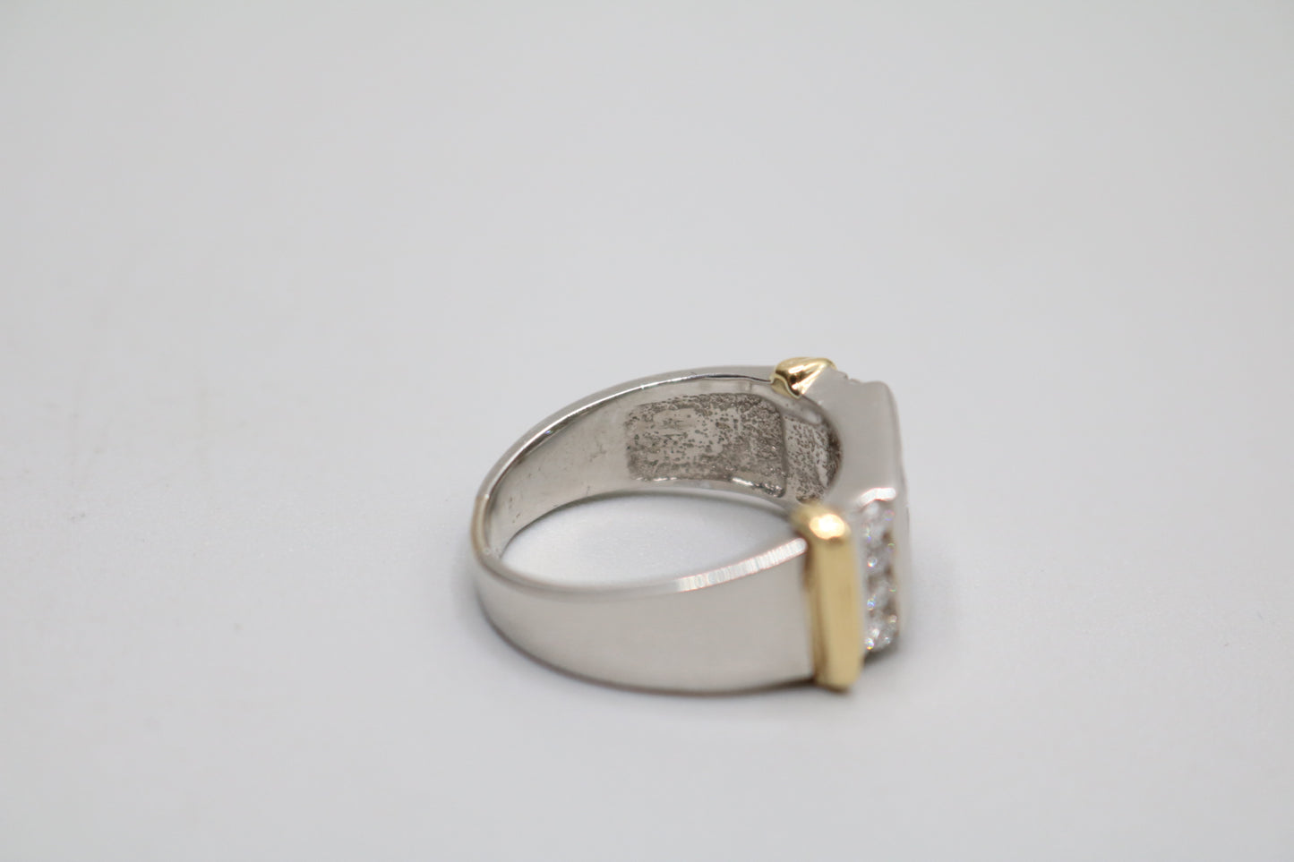 Platinum Invisible Set Princess Cut Diamond Cluster Ring with 18K Yellow Gold Accents (1.57 CTW) (Size 8 3/4)