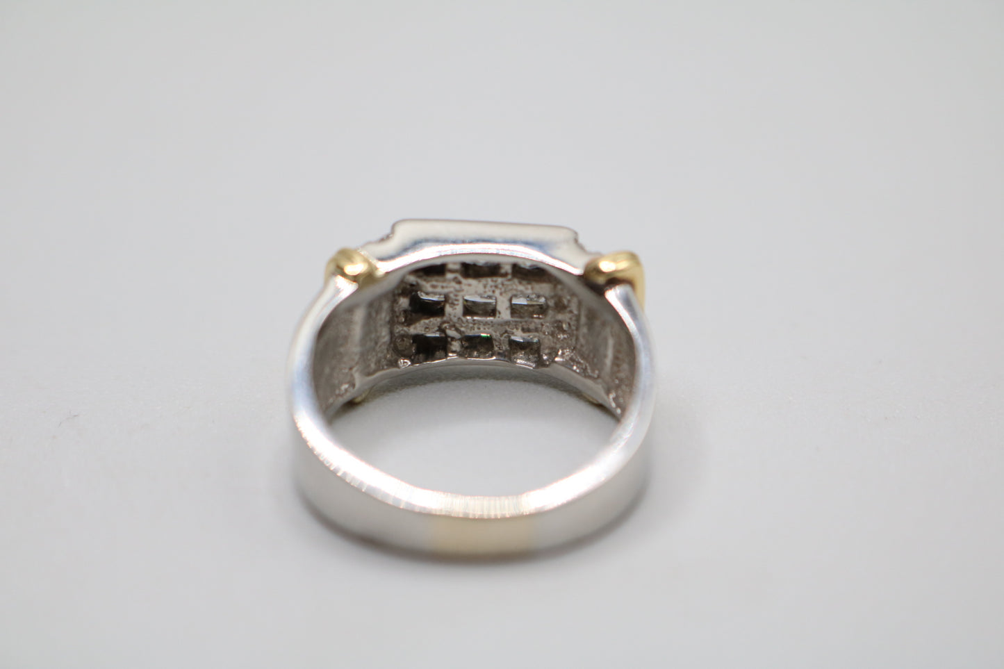 Platinum Invisible Set Princess Cut Diamond Cluster Ring with 18K Yellow Gold Accents (1.57 CTW) (Size 8 3/4)