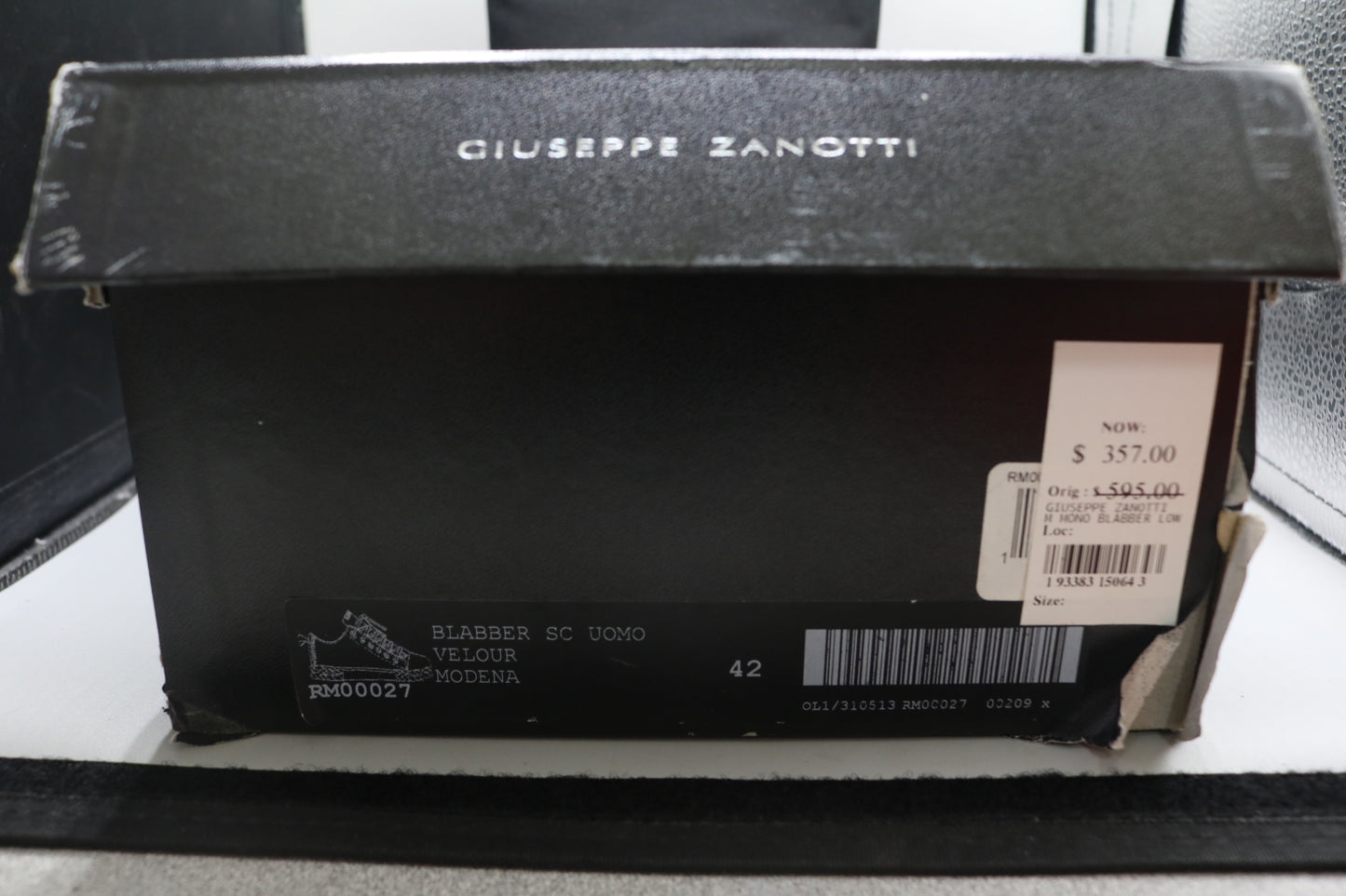 Giuseppe Zanotti Blabber SC Uomo Velour Modena RM0027 Europe Size 42 (US Size 9)