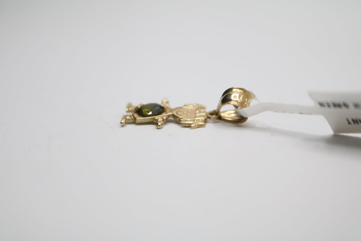 14K Yellow Gold Girl Charm with Green Stone