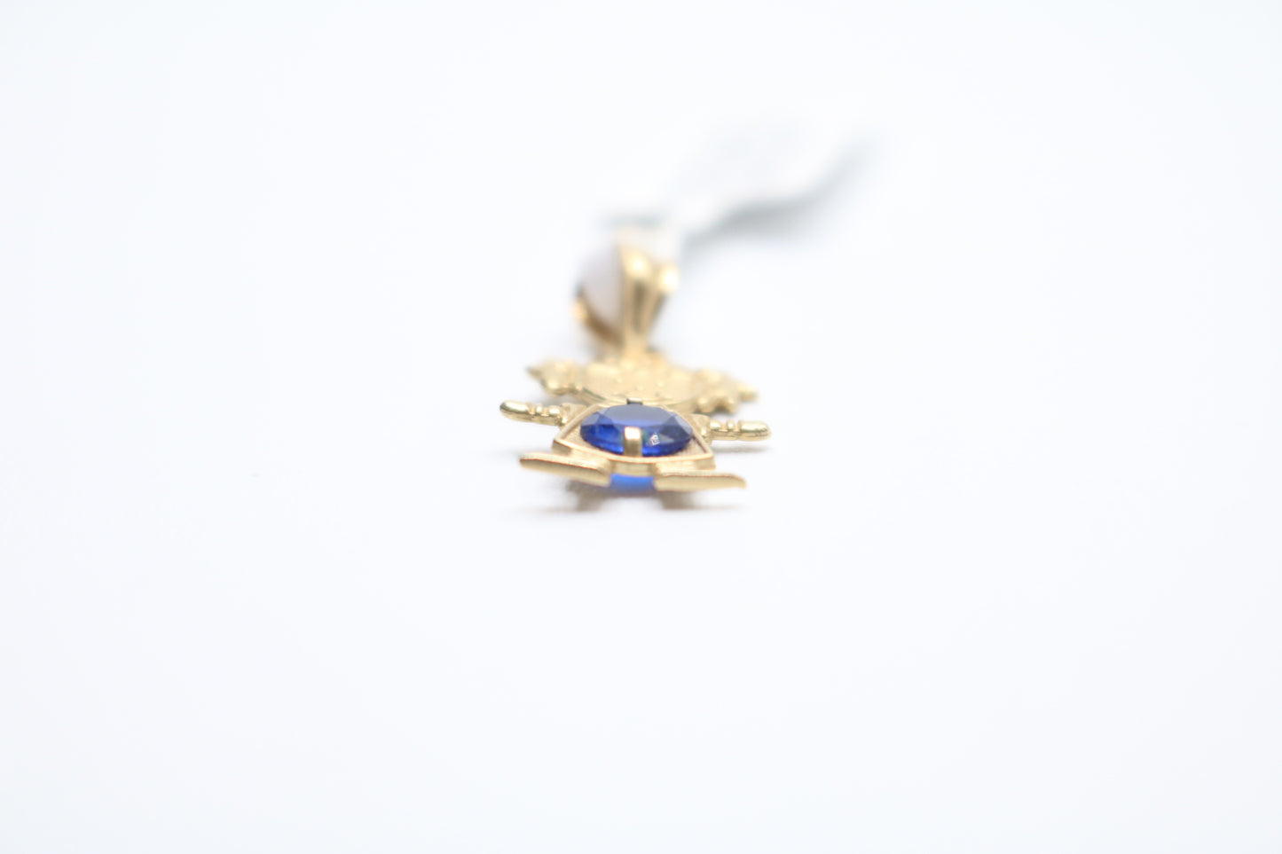14K Yellow Gold Girl Charm with Blue Stone