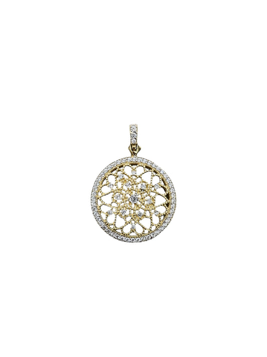 14K Yellow Gold Round Floral Charm (6.2 Grams)