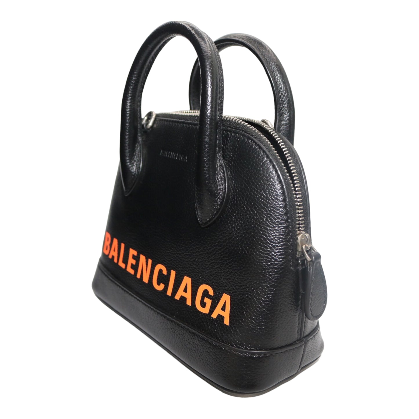 Balenciaga Black Ville Top Handle XXS Orange Logo Bag