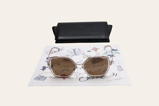 Chanel Silver Butterfly Brown Lens Sunglasses 4262