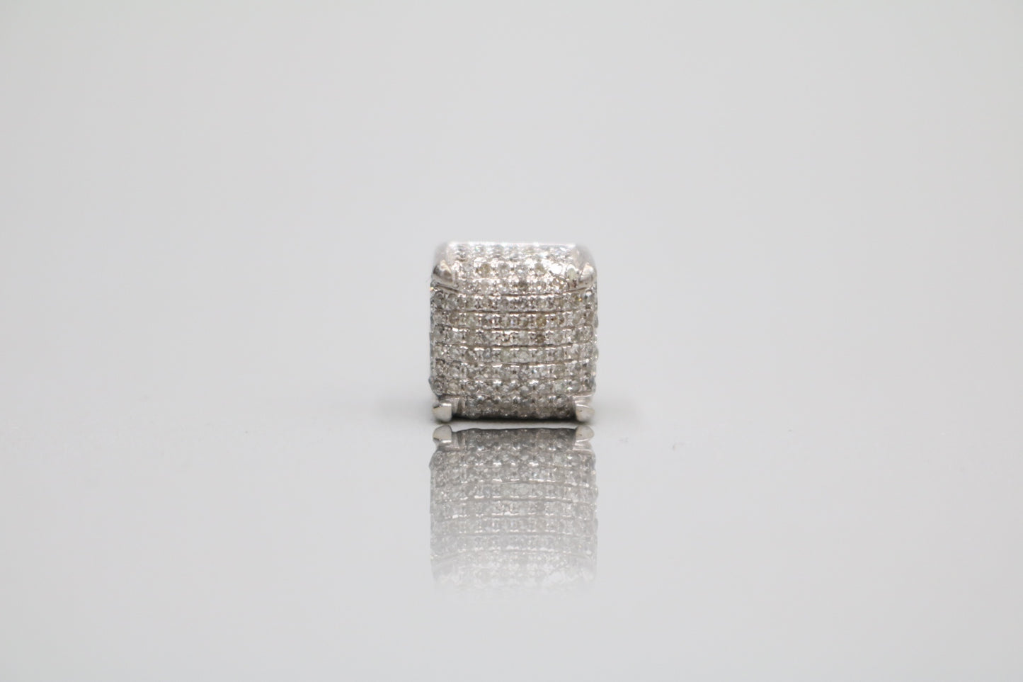 14K White Gold Diamond Single Stud Cube Earring (2.1 Grams) (Clearance!!!)