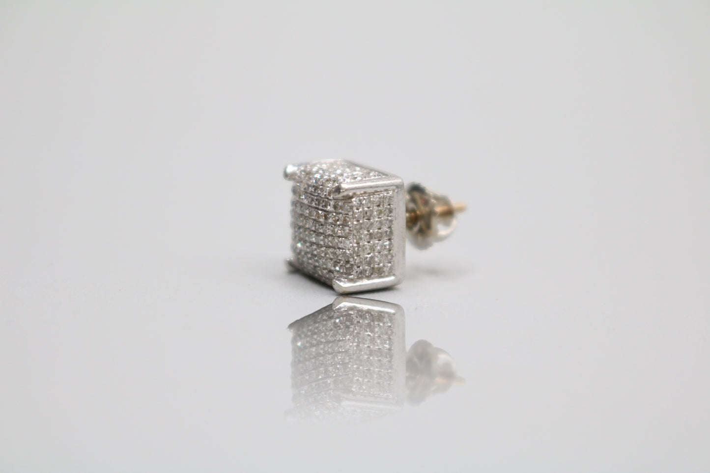 14K White Gold Diamond Single Stud Cube Earring (2.1 Grams) (Clearance!!!)
