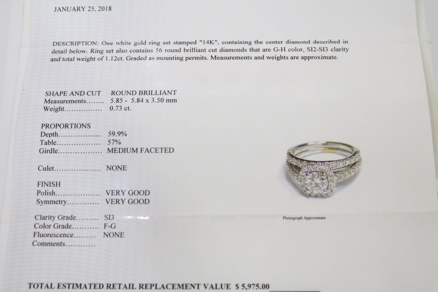 Radiant 14K White Gold Halo Wedding Set Ring, Size 4 & 1/2 (1.85 CTW)